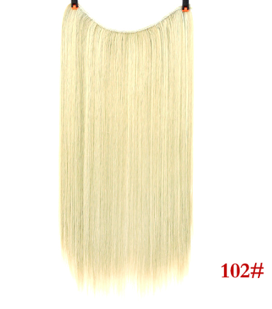 24" Invisible Wire No Clips In Hair Extensions Secret Fish Line Hairpieces Synthetic Straight Wavy Hair Extensions