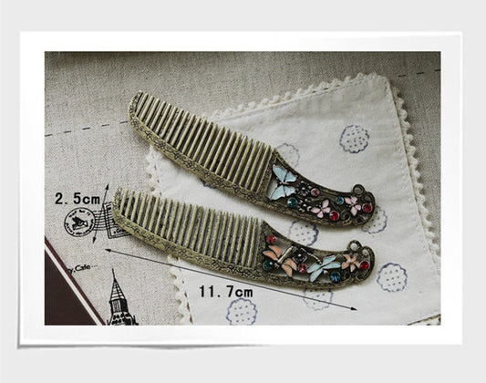 Korean Retro Comb Diamond Alloy Comb Butterfly Dream Dragonfly Sound Hollow Comb