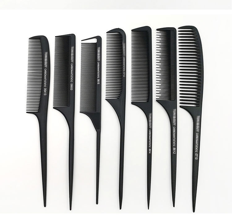 Hairdressing Comb Plastic Hair Comb Steel Needle Iron Tip Tail Comb Black Professional Pick Comb