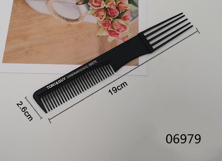 Hairdressing Comb Plastic Hair Comb Steel Needle Iron Tip Tail Comb Black Professional Pick Comb