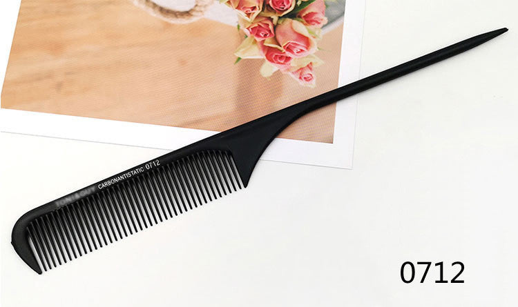 Hairdressing Comb Plastic Hair Comb Steel Needle Iron Tip Tail Comb Black Professional Pick Comb